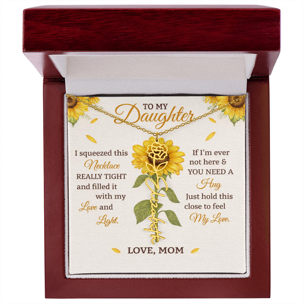 Personalized Sunflower Daughter Birth flower Name Birthday Necklace Gift