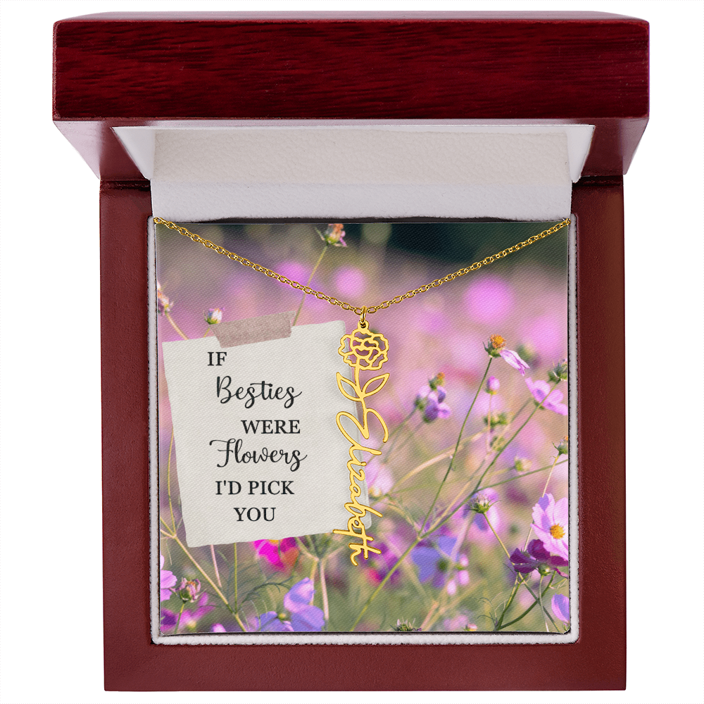 Best Friend Flower Name Necklace