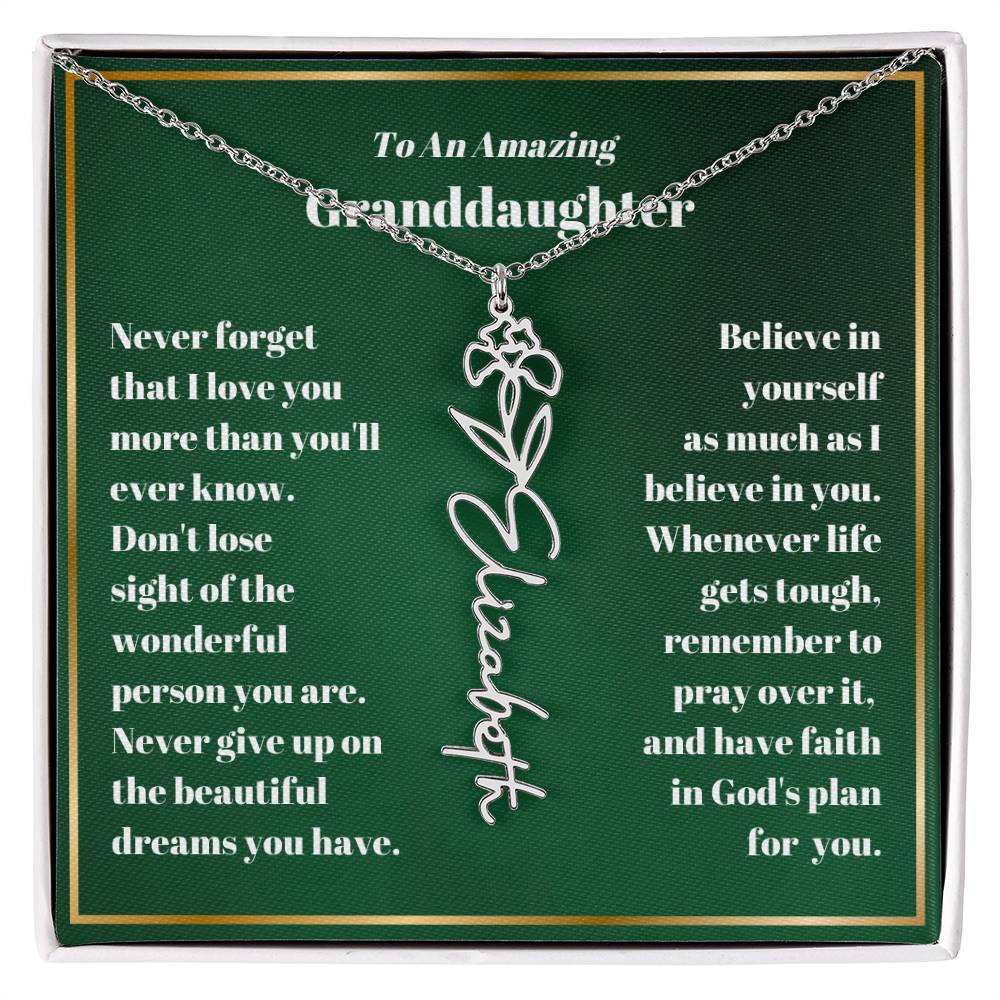 Granddaughter Personalized Name Birth Flower Necklace Gift-[Heartfelt Family Gift]