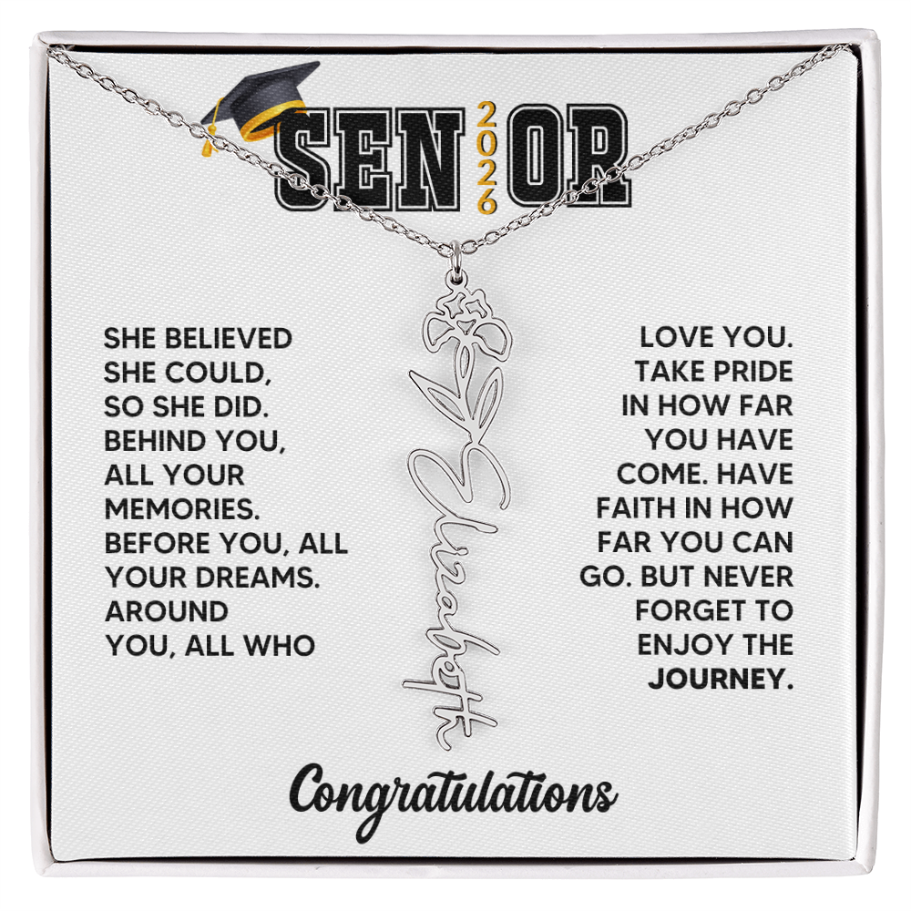 Class of 2026 Graduation Birthflower Necklace Gift