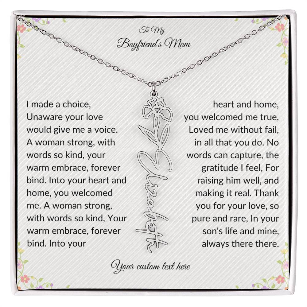 To My Boyfriends Mom Birth flower Name Necklace-[Heartfelt Family Gift]