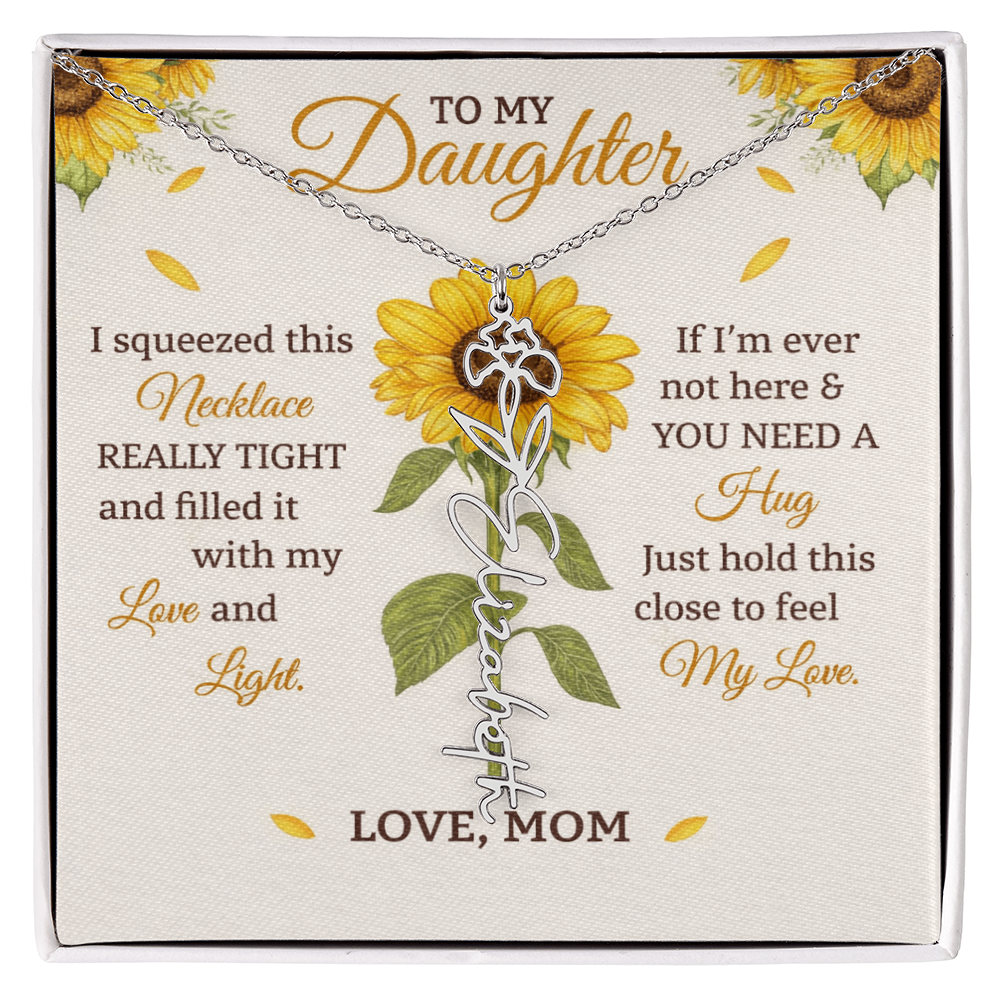 Personalized Sunflower Daughter Birth flower Name Birthday Necklace Gift
