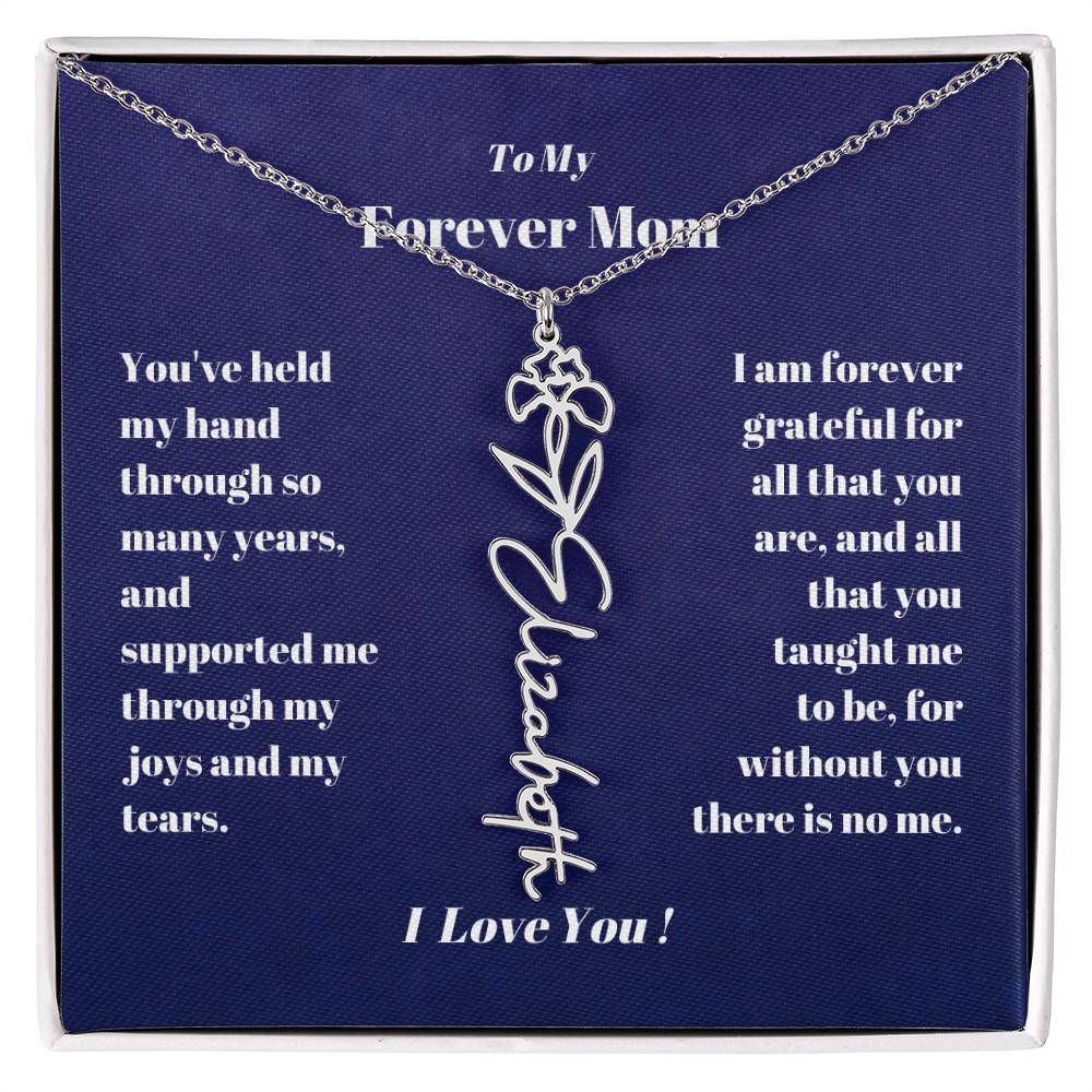 To My Forever Mom  Personalized Birth Flower Name Necklace Gift for Stepmom Foster Mother-[Heartfelt Family Gift]