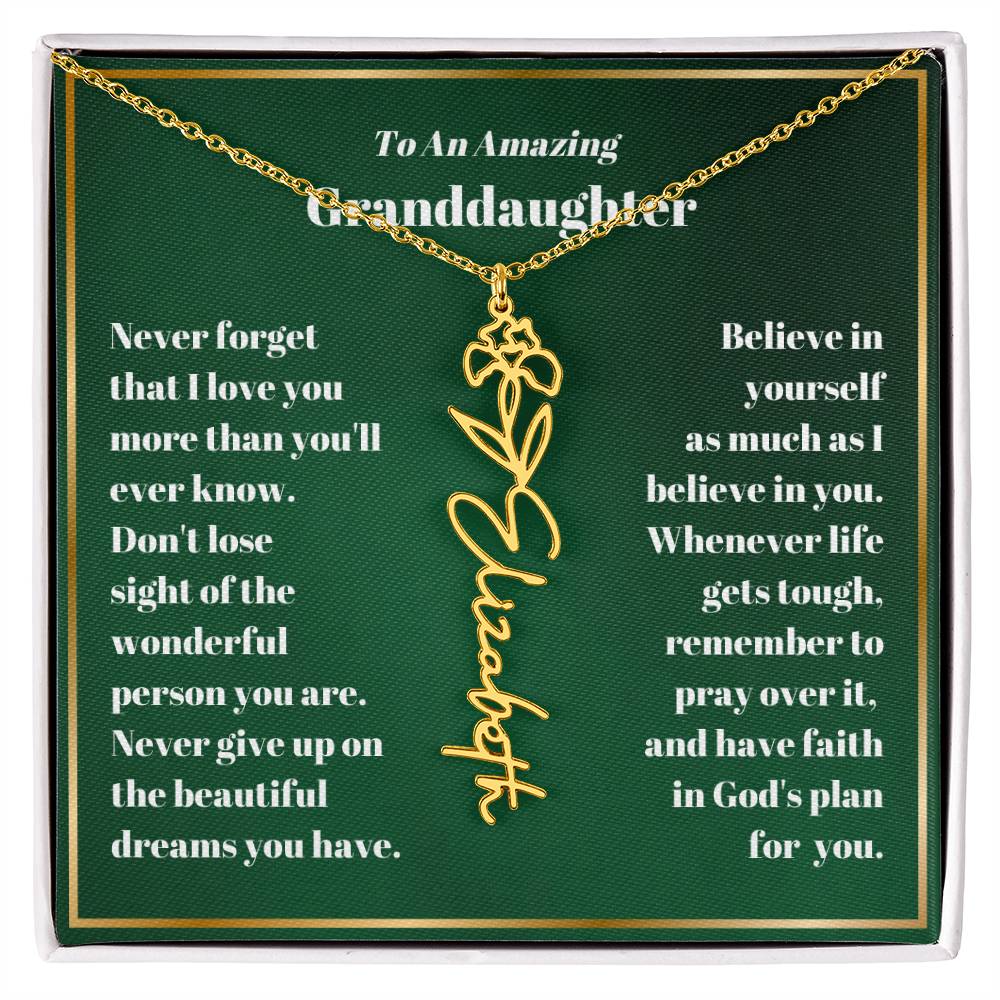 Granddaughter Personalized Name Birth Flower Necklace Gift-[Heartfelt Family Gift]