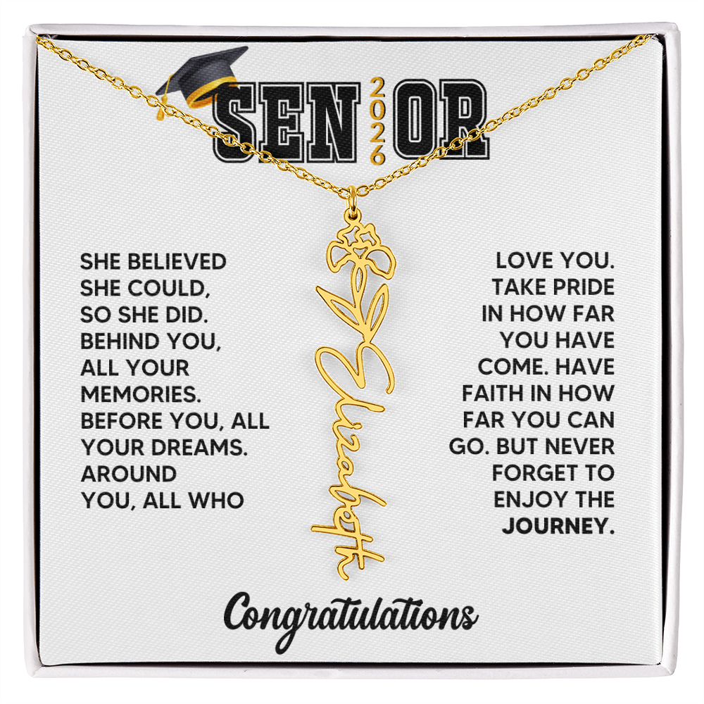 Class of 2026 Graduation Birthflower Necklace Gift