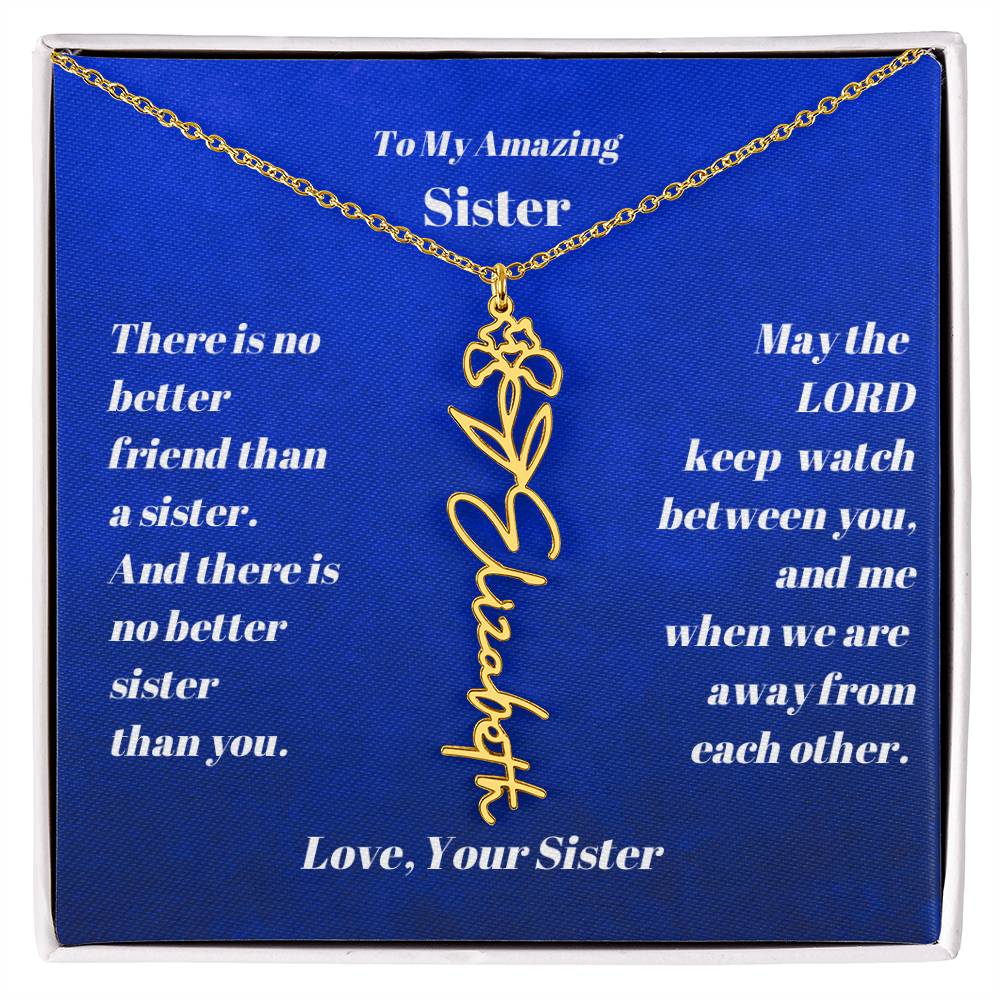 Sister Personalized Birth Flower Name Necklace Gift-[Heartfelt Family Gift]