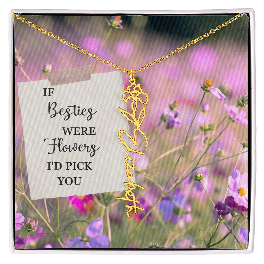 Best Friend Flower Name Necklace