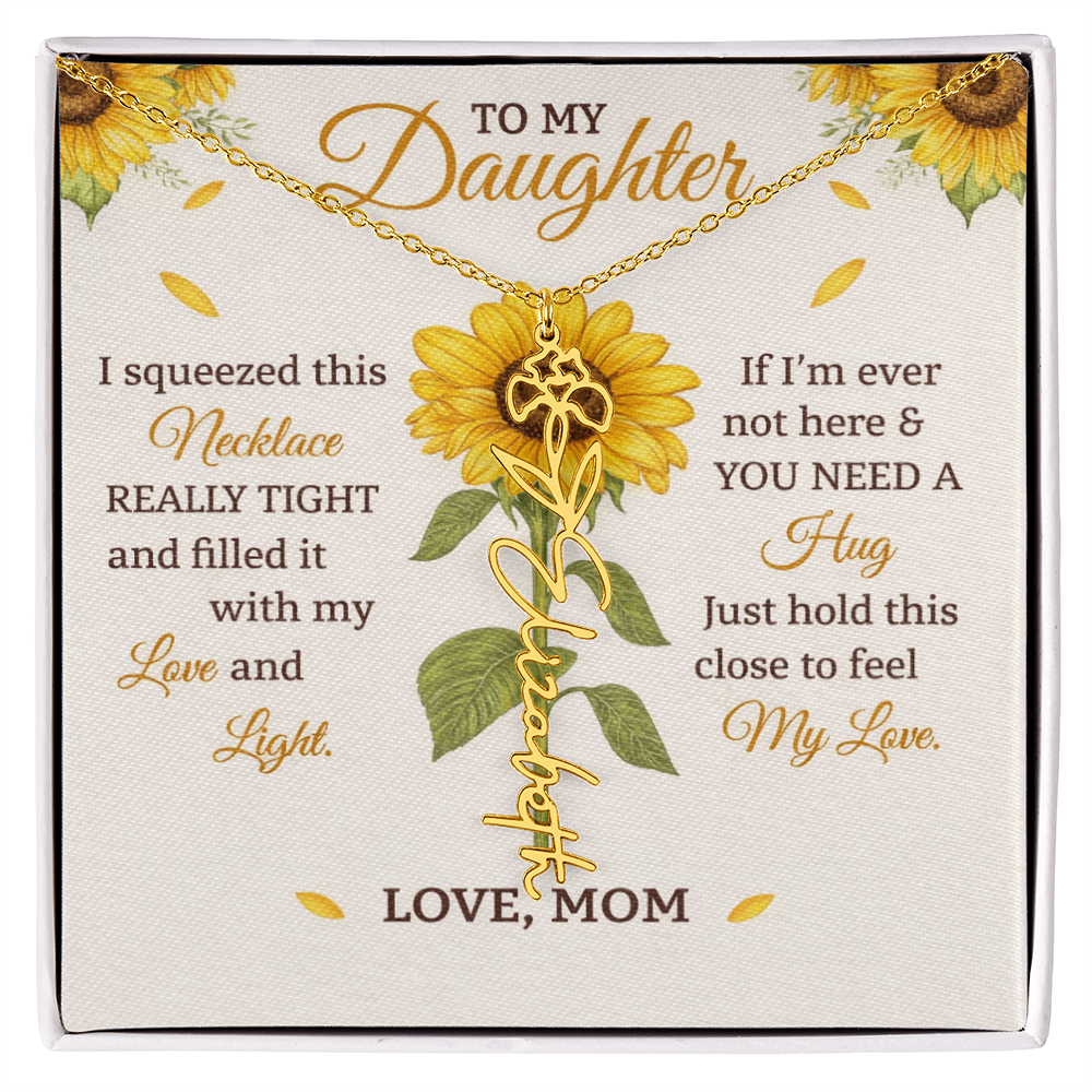 Personalized Sunflower Daughter Birth flower Name Birthday Necklace Gift