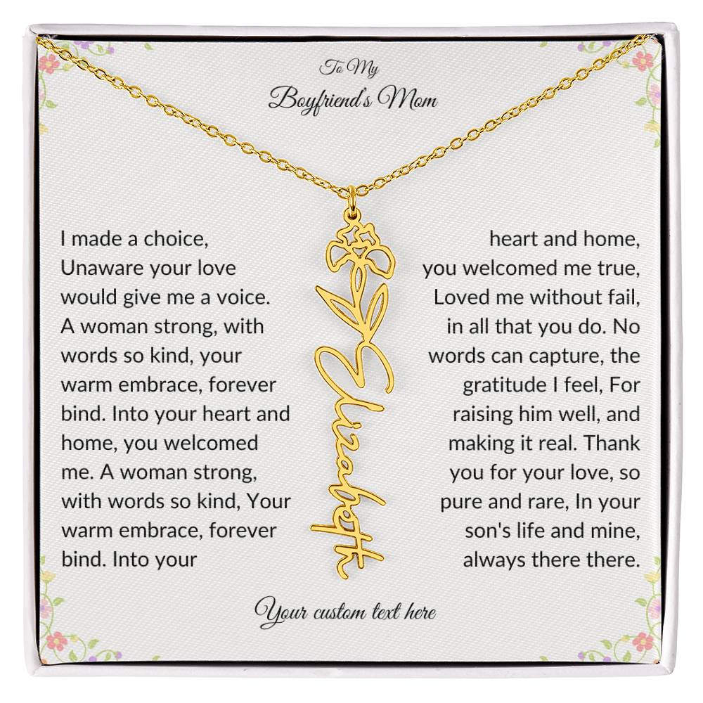To My Boyfriends Mom Birth flower Name Necklace-[Heartfelt Family Gift]