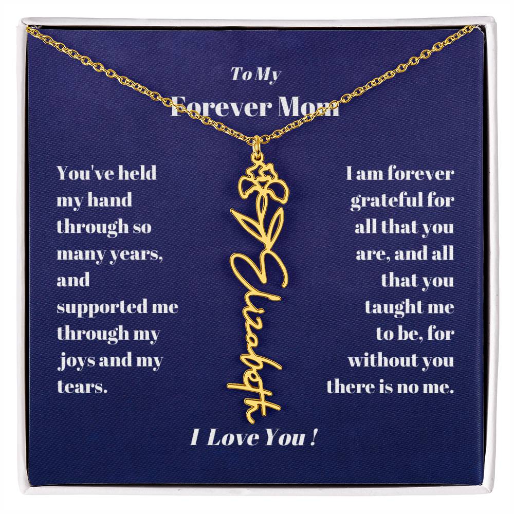 To My Forever Mom  Personalized Birth Flower Name Necklace Gift for Stepmom Foster Mother-[Heartfelt Family Gift]