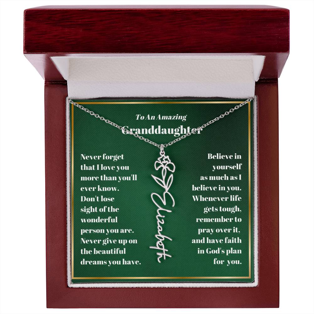 Granddaughter Personalized Name Birth Flower Necklace Gift-[Heartfelt Family Gift]