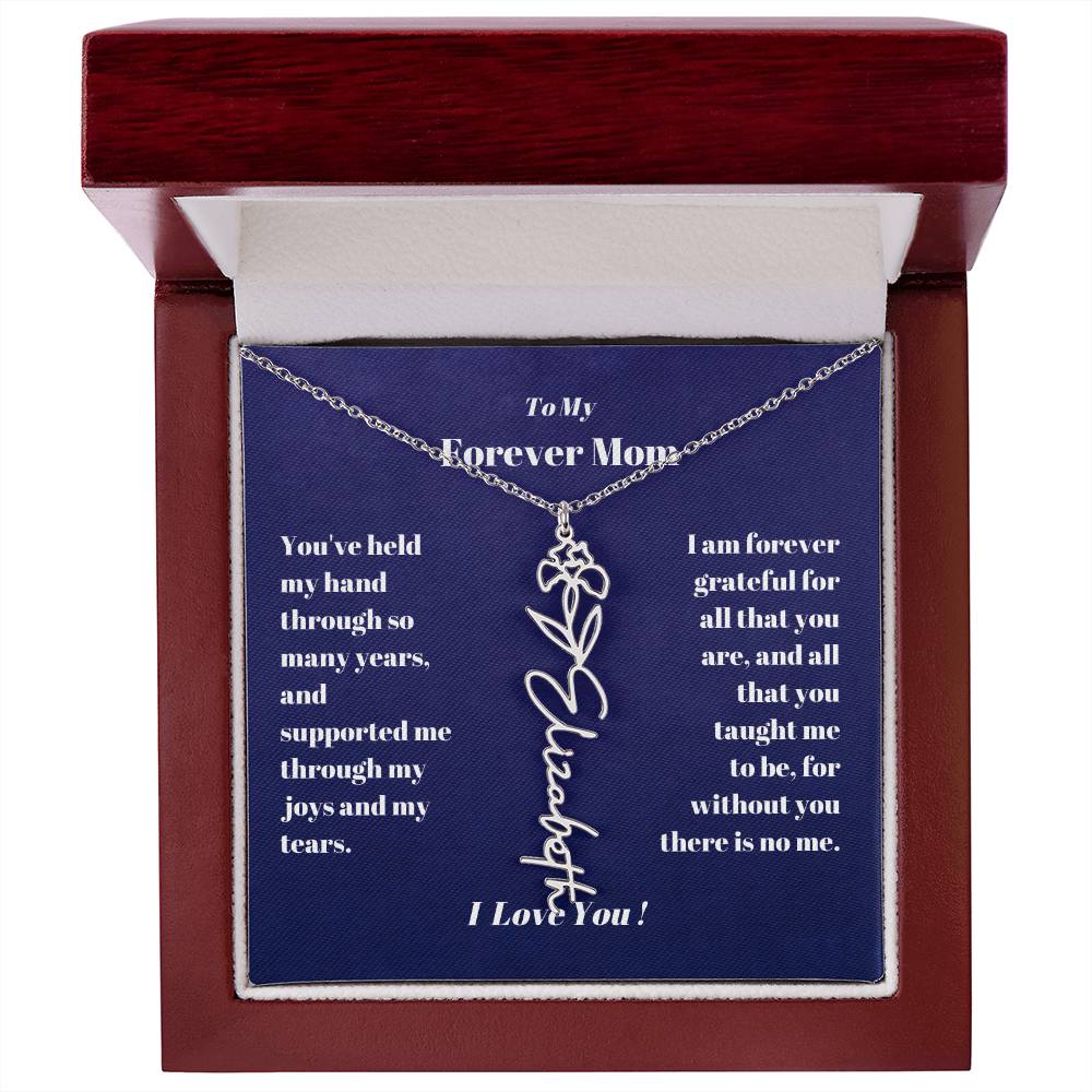 To My Forever Mom  Personalized Birth Flower Name Necklace Gift for Stepmom Foster Mother-[Heartfelt Family Gift]