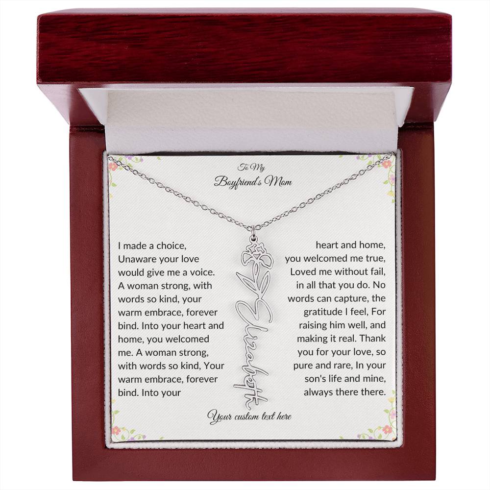 To My Boyfriends Mom Birth flower Name Necklace-[Heartfelt Family Gift]