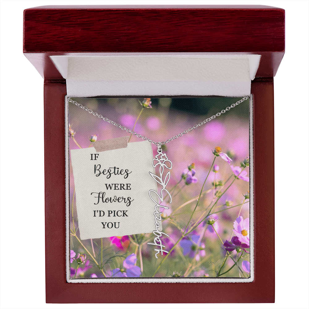 Best Friend Flower Name Necklace