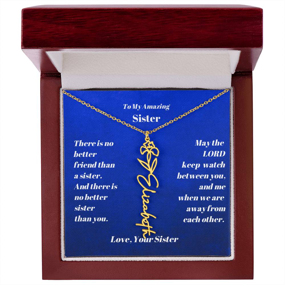 Sister Personalized Birth Flower Name Necklace Gift-[Heartfelt Family Gift]