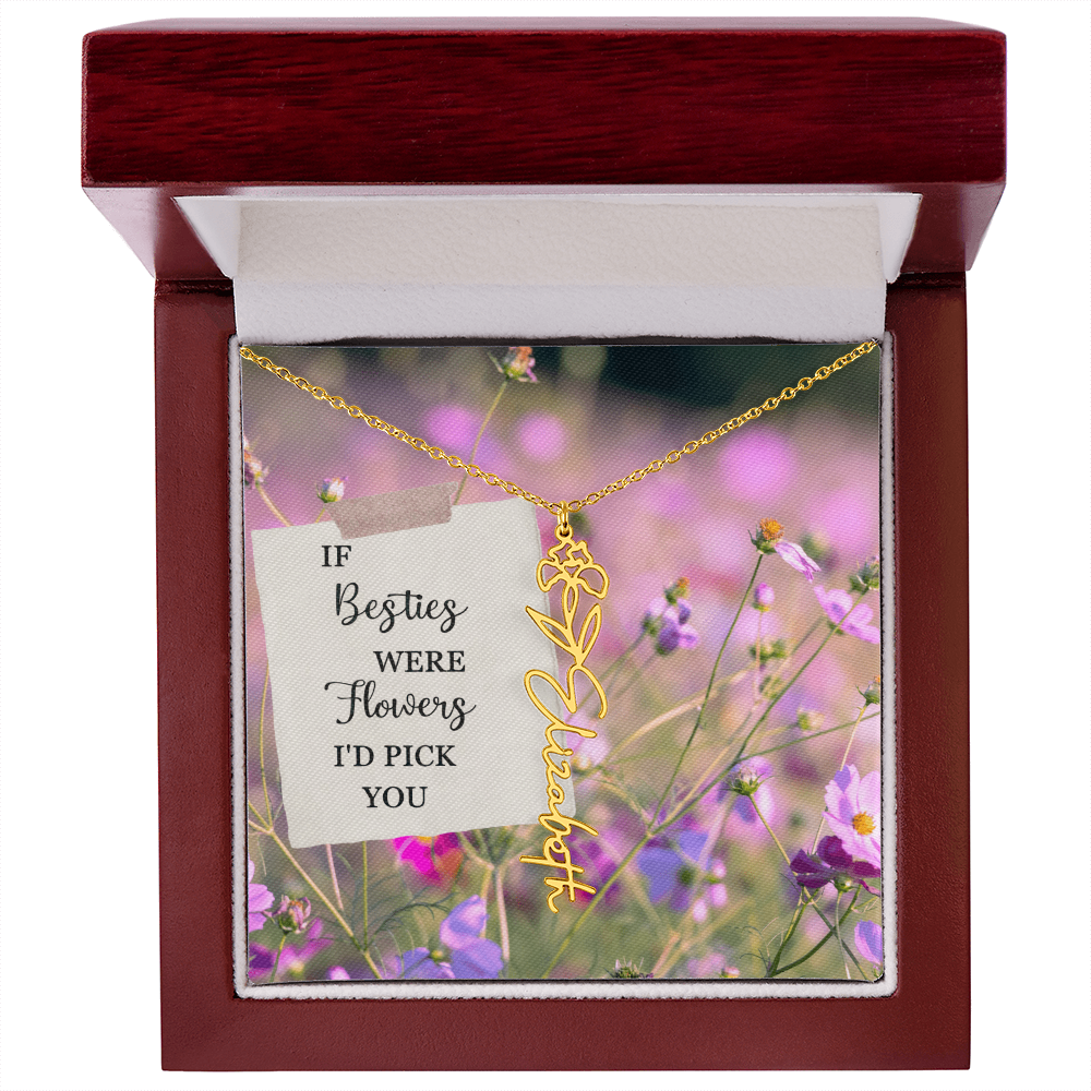 Best Friend Flower Name Necklace