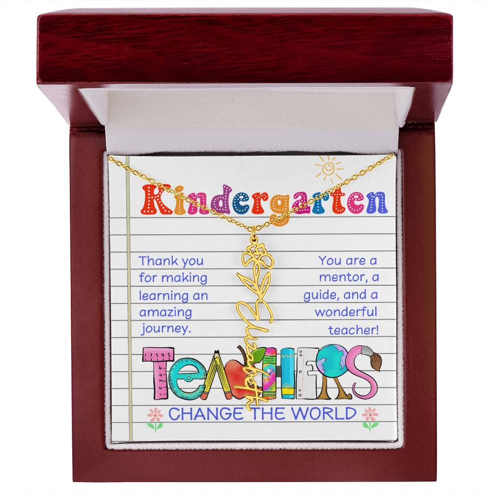Kindergarten Teacher Birth Flower Name Necklace Gift