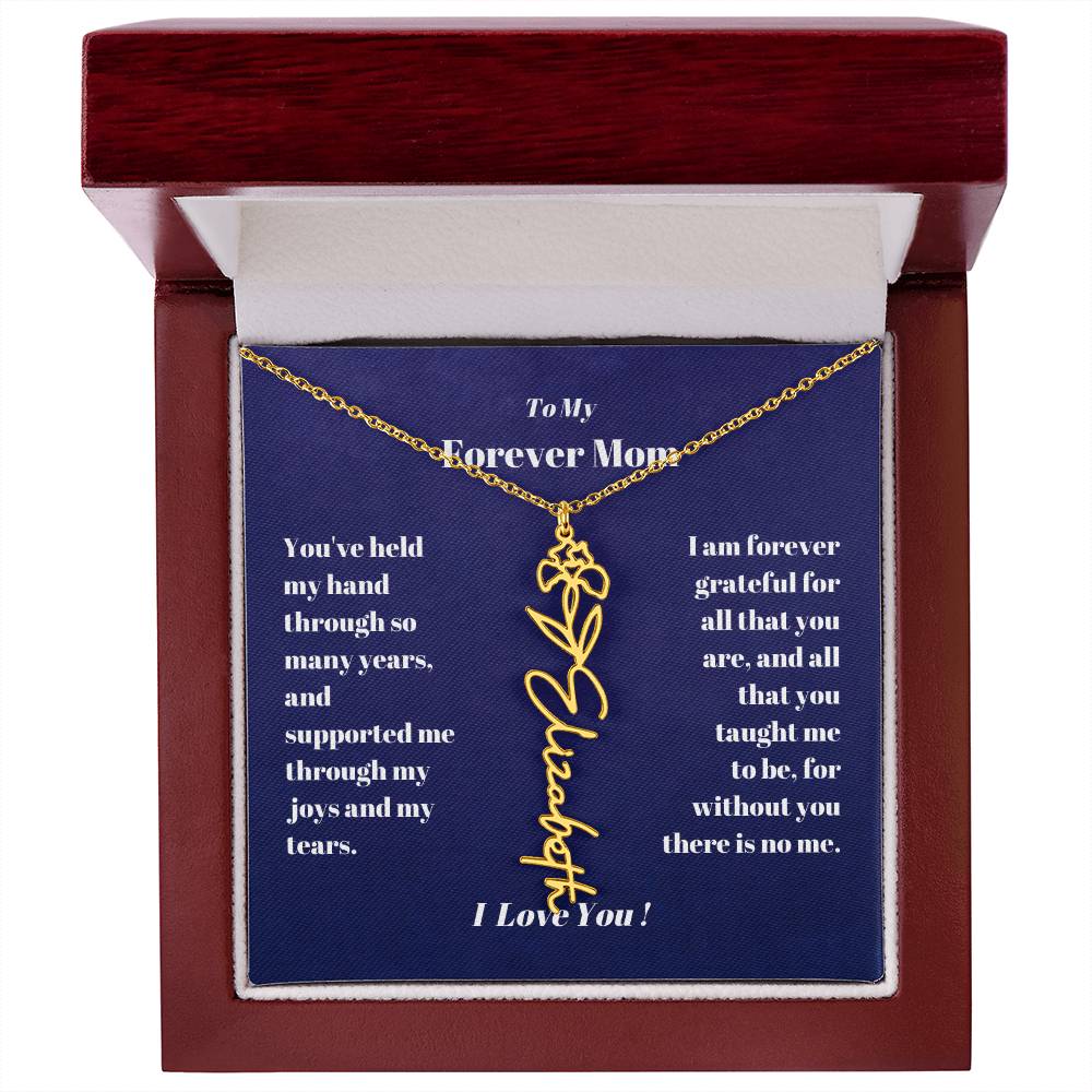 To My Forever Mom  Personalized Birth Flower Name Necklace Gift for Stepmom Foster Mother-[Heartfelt Family Gift]