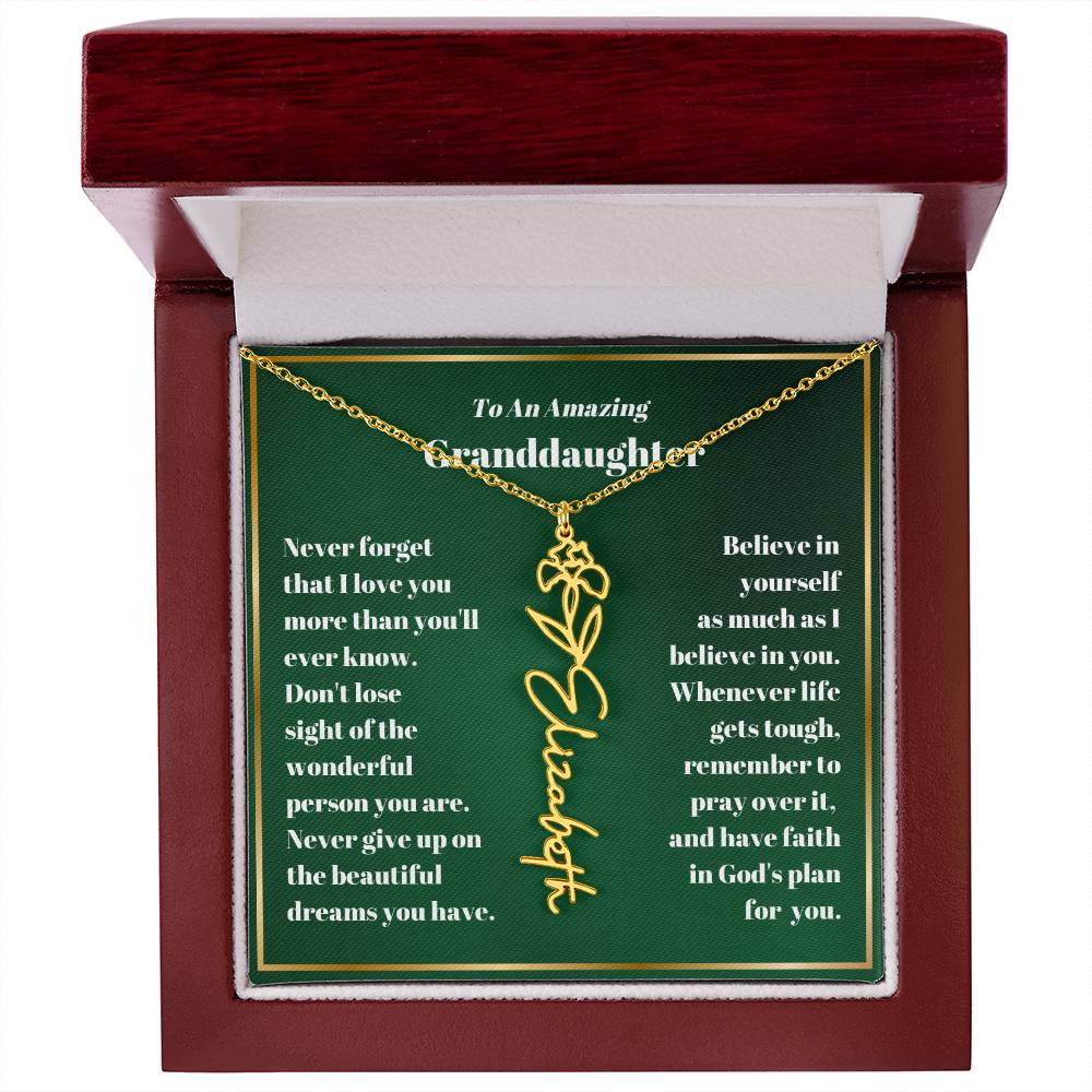 Granddaughter Personalized Name Birth Flower Necklace Gift-[Heartfelt Family Gift]