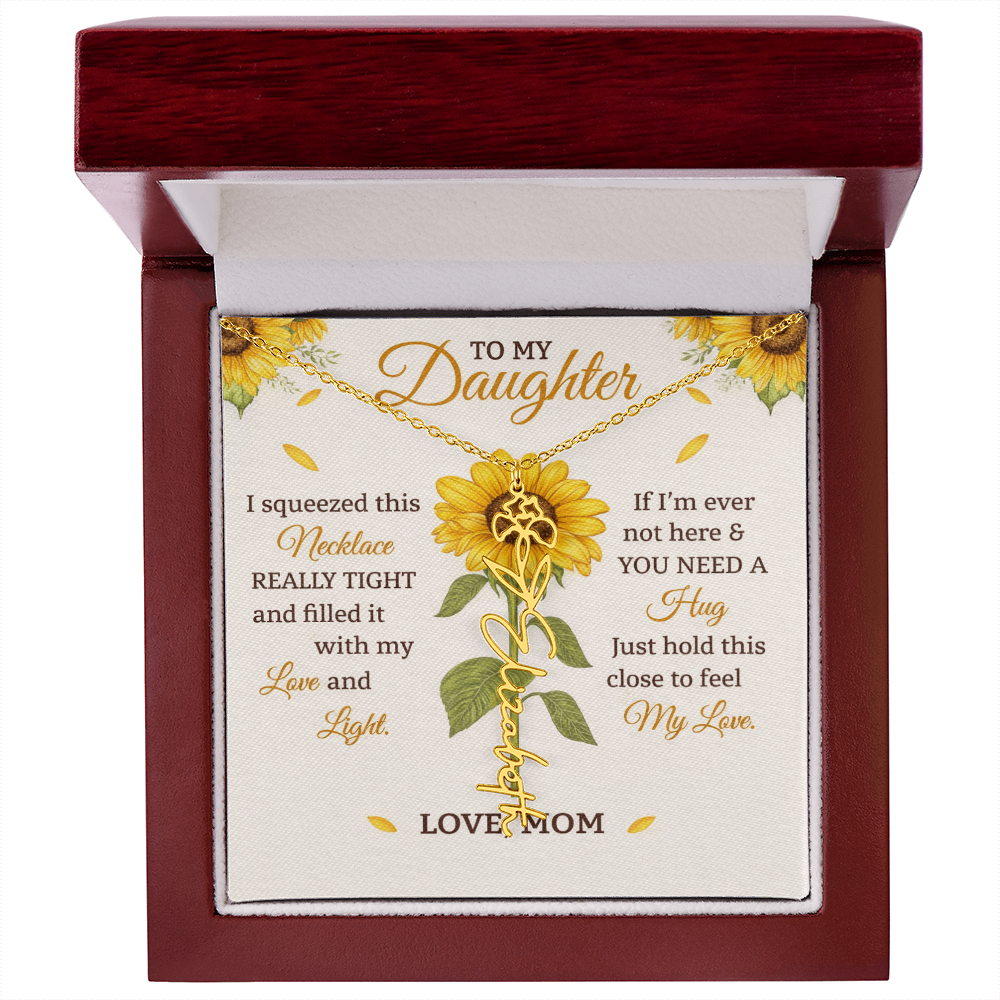 Personalized Sunflower Daughter Birth flower Name Birthday Necklace Gift