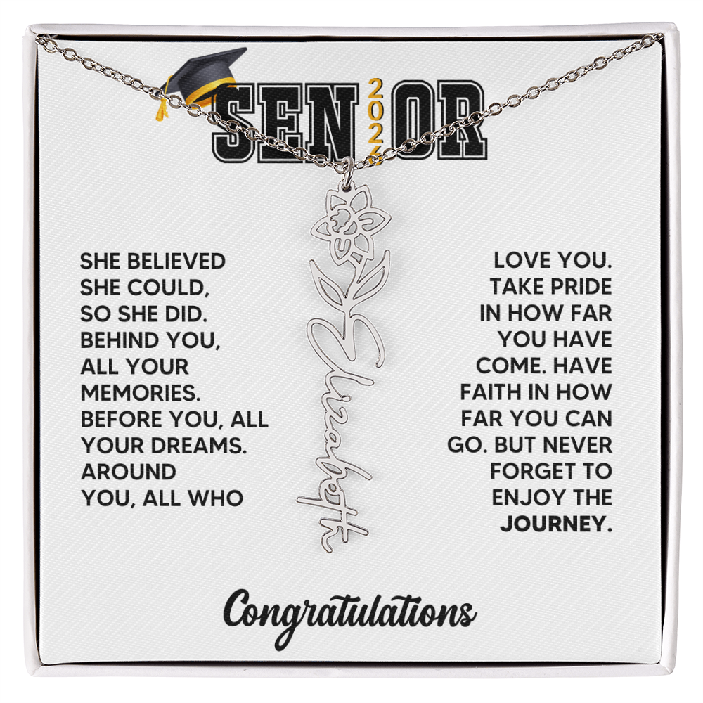 Class of 2026 Graduation Birthflower Necklace Gift