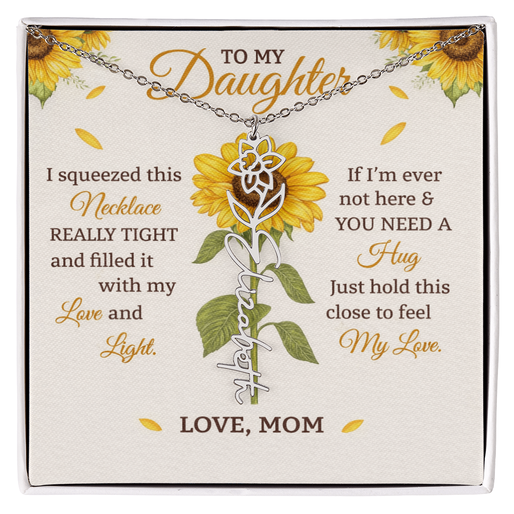 Personalized Sunflower Daughter Birth flower Name Birthday Necklace Gift