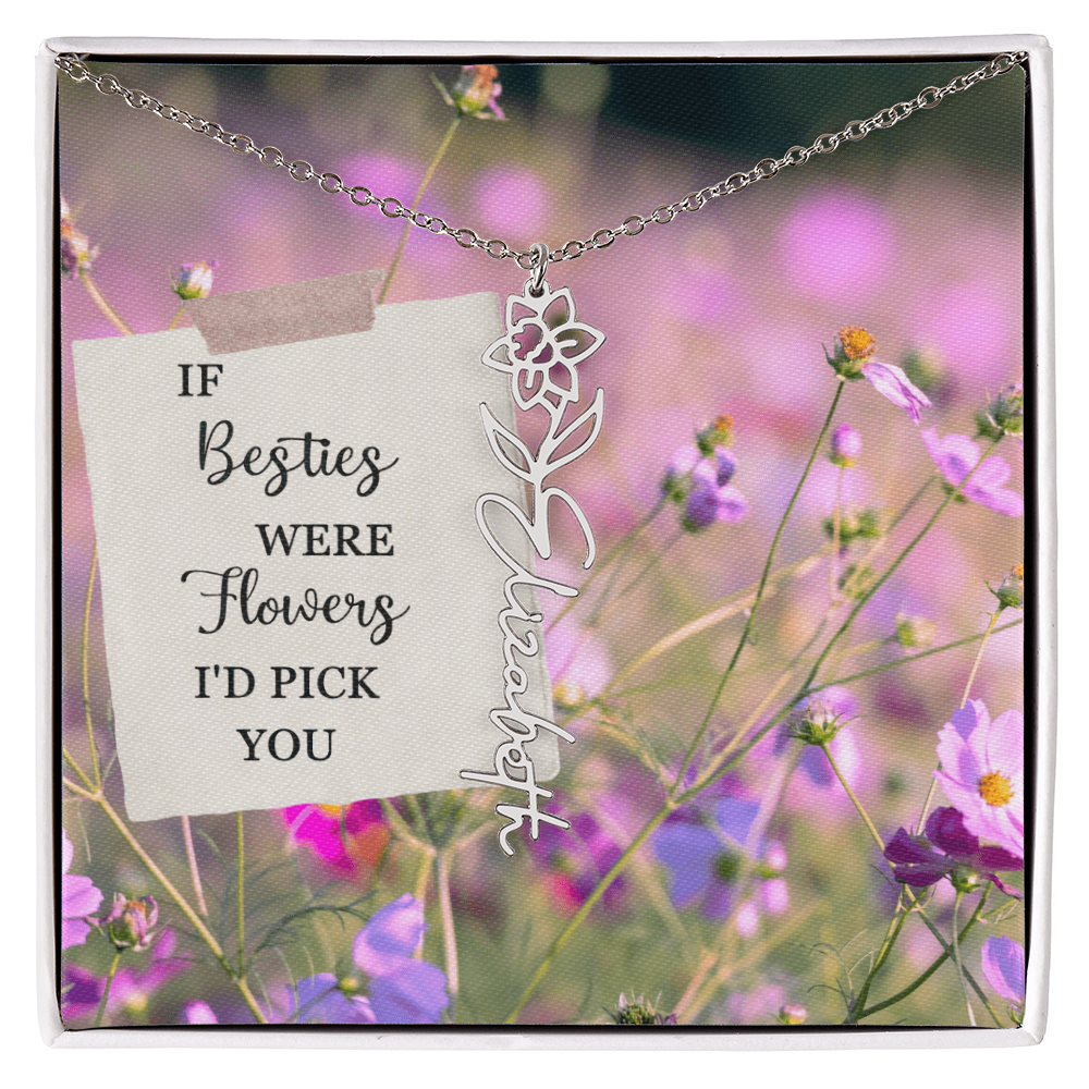 Best Friend Flower Name Necklace