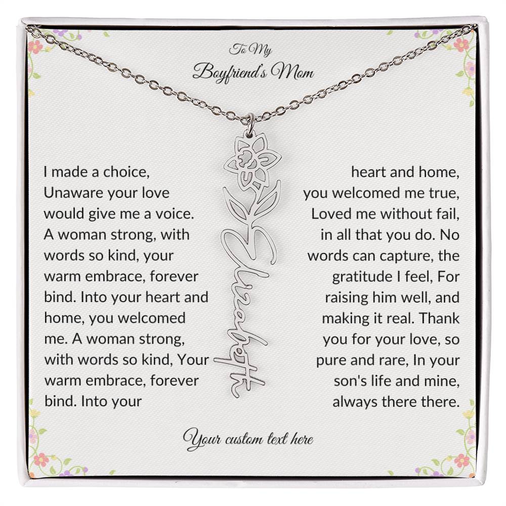 To My Boyfriends Mom Birth flower Name Necklace-[Heartfelt Family Gift]