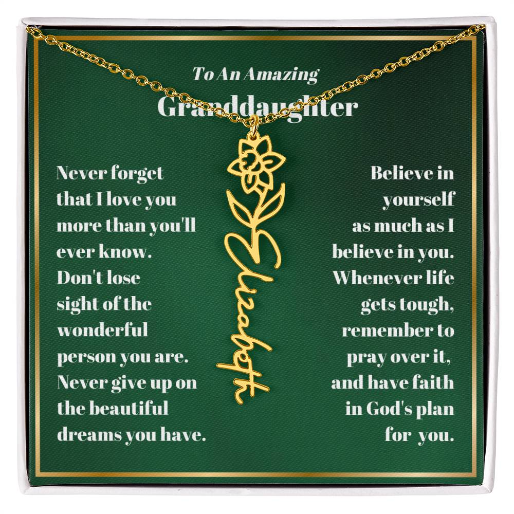 Granddaughter Personalized Name Birth Flower Necklace Gift-[Heartfelt Family Gift]