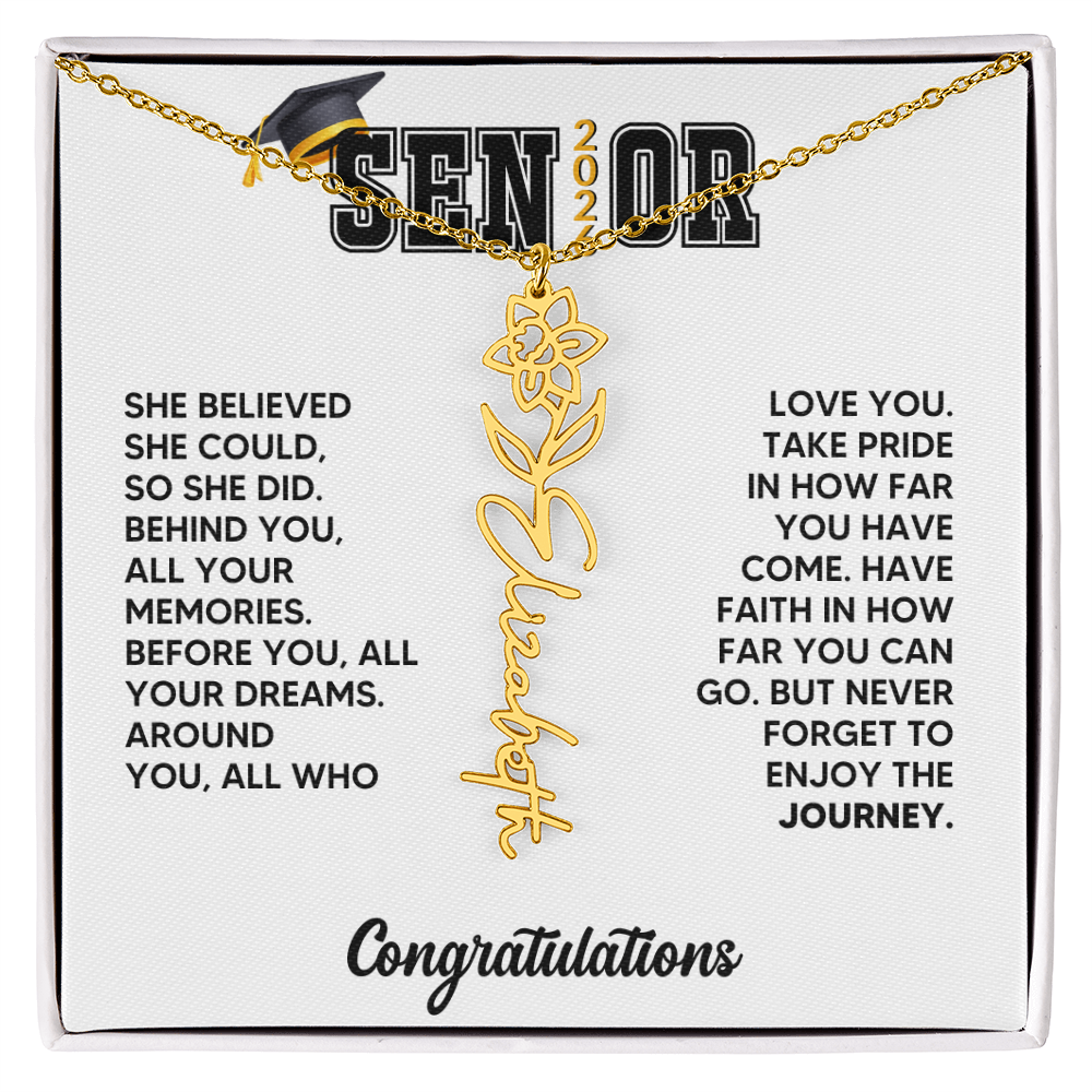 Class of 2026 Graduation Birthflower Necklace Gift