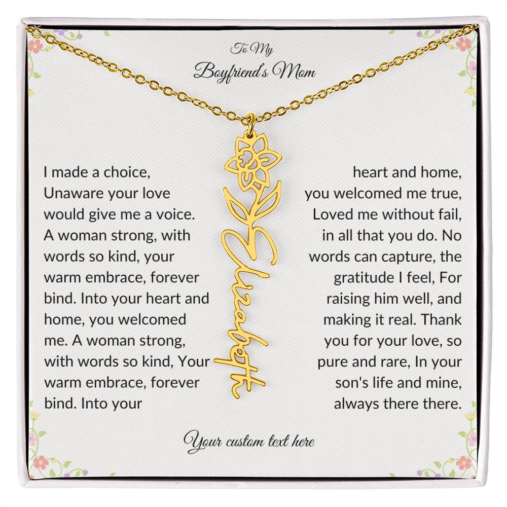 To My Boyfriends Mom Birth flower Name Necklace-[Heartfelt Family Gift]