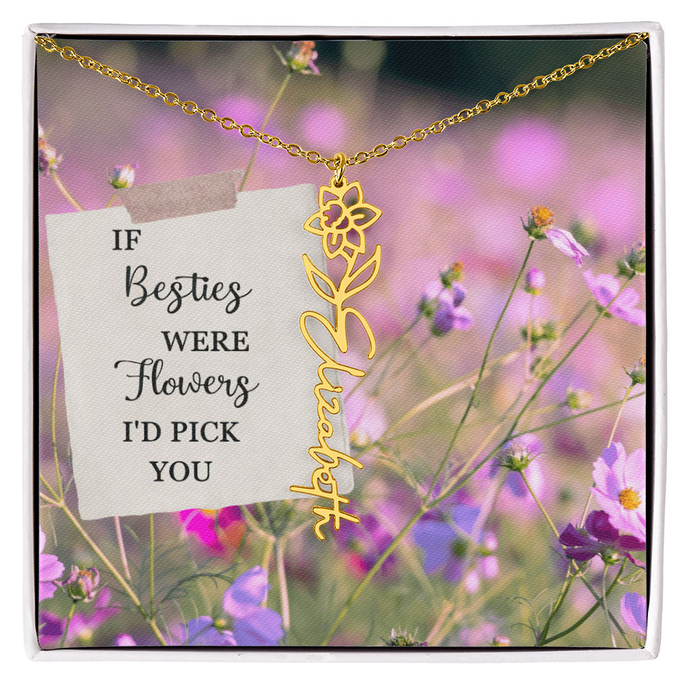 Best Friend Flower Name Necklace