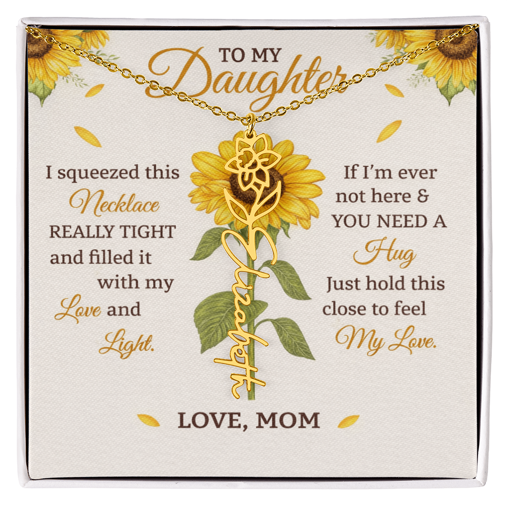 Personalized Sunflower Daughter Birth flower Name Birthday Necklace Gift