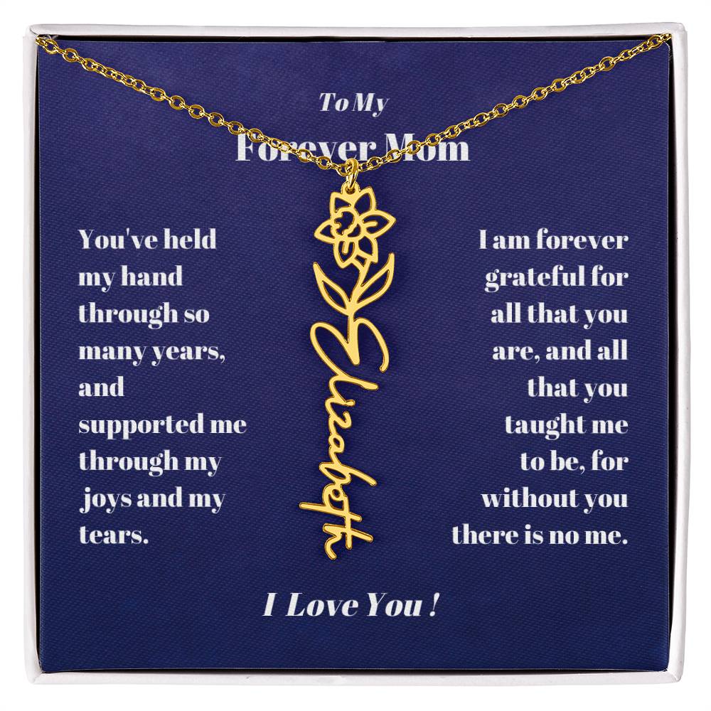 To My Forever Mom  Personalized Birth Flower Name Necklace Gift for Stepmom Foster Mother-[Heartfelt Family Gift]