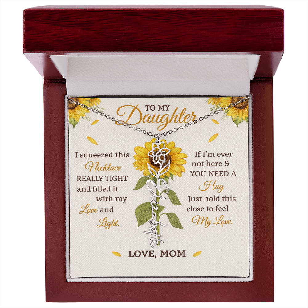 Personalized Sunflower Daughter Birth flower Name Birthday Necklace Gift