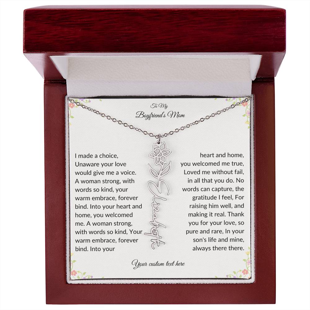 To My Boyfriends Mom Birth flower Name Necklace-[Heartfelt Family Gift]