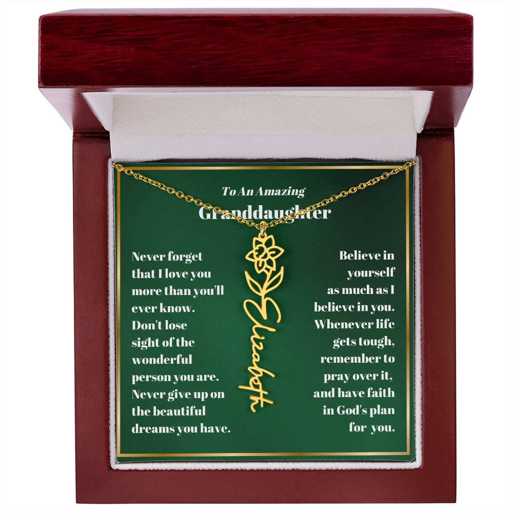 Granddaughter Personalized Name Birth Flower Necklace Gift-[Heartfelt Family Gift]