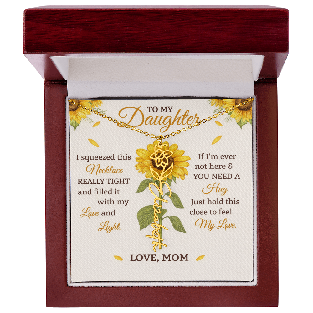 Personalized Sunflower Daughter Birth flower Name Birthday Necklace Gift