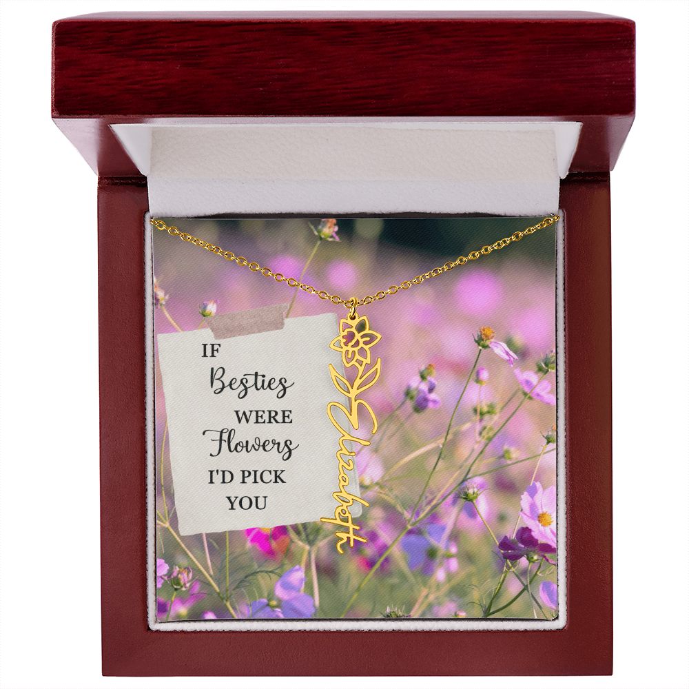 Best Friend Flower Name Necklace