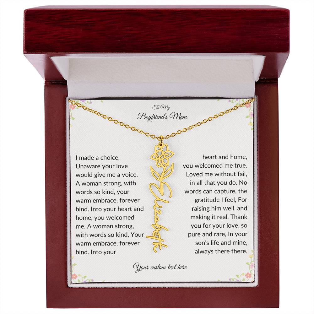 To My Boyfriends Mom Birth flower Name Necklace-[Heartfelt Family Gift]