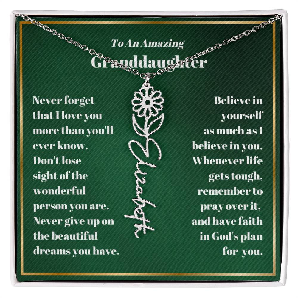 Granddaughter Personalized Name Birth Flower Necklace Gift-[Heartfelt Family Gift]