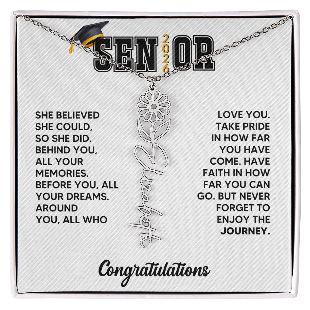 Class of 2026 Graduation Birthflower Necklace Gift