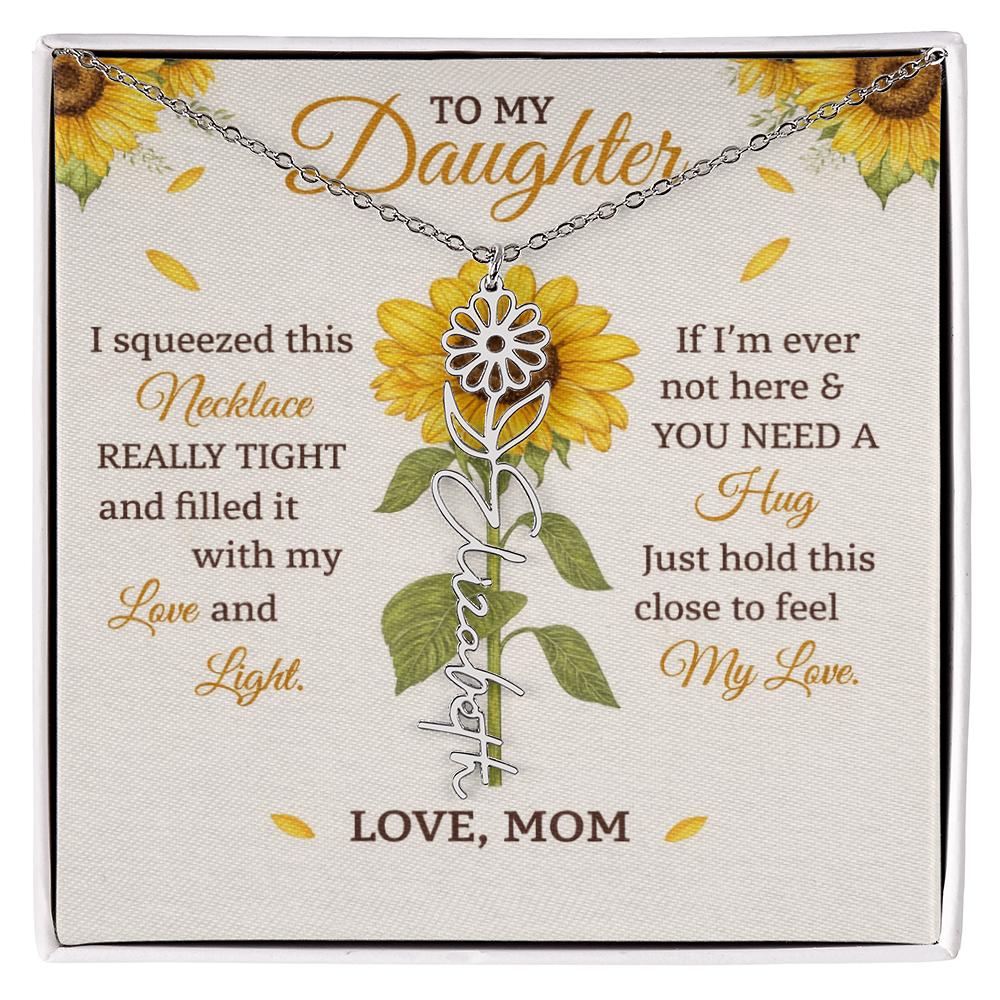 Personalized Sunflower Daughter Birth flower Name Birthday Necklace Gift