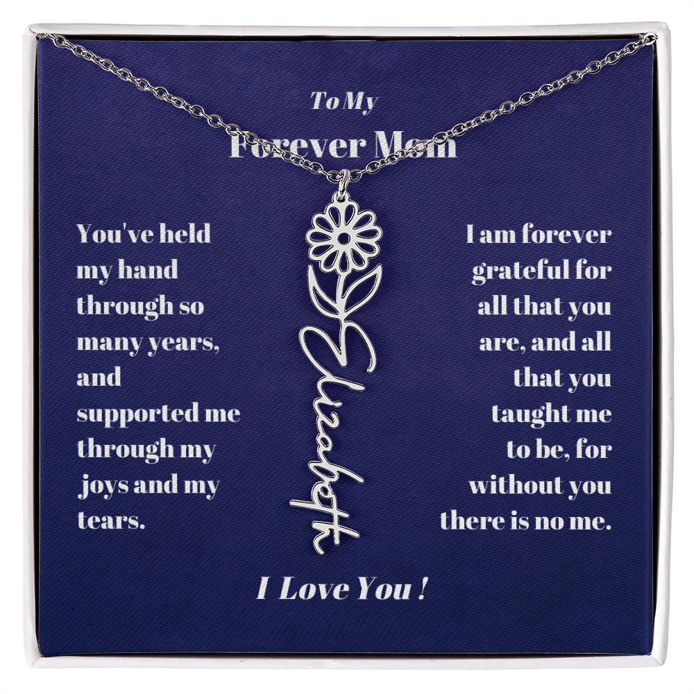 To My Forever Mom  Personalized Birth Flower Name Necklace Gift for Stepmom Foster Mother-[Heartfelt Family Gift]