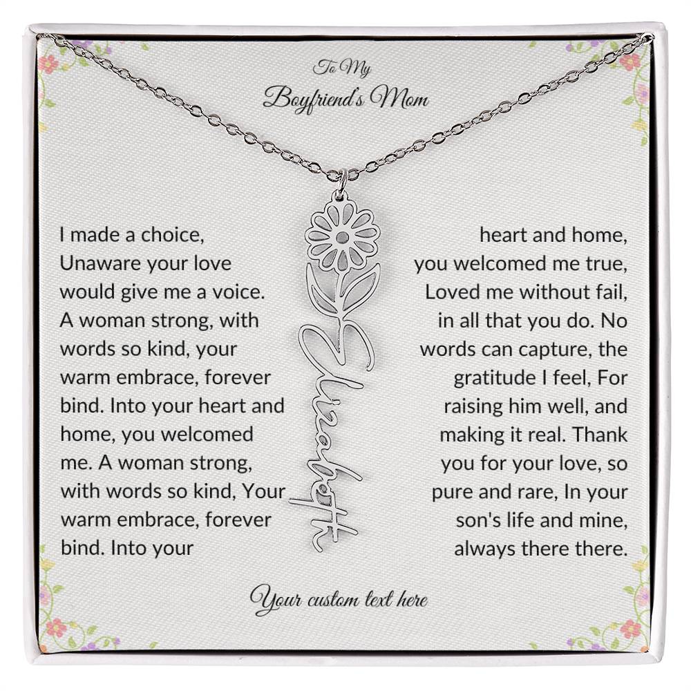 To My Boyfriends Mom Birth flower Name Necklace-[Heartfelt Family Gift]