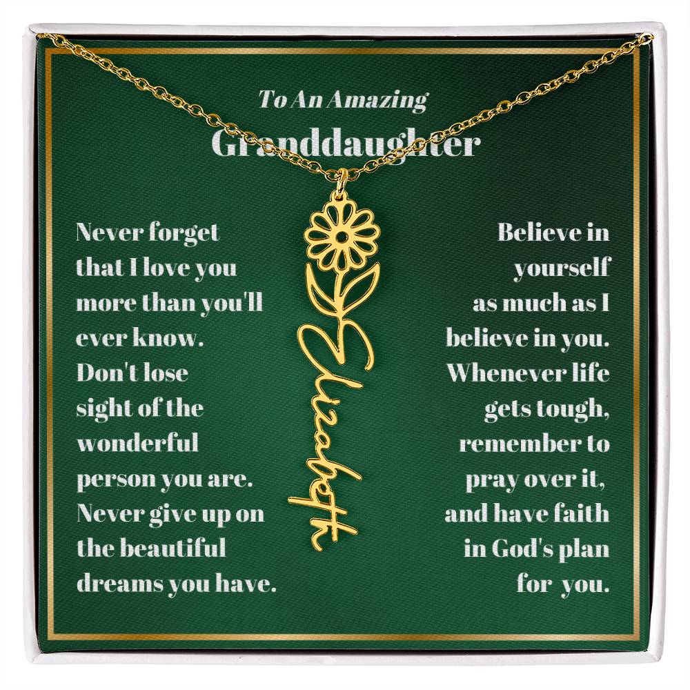 Granddaughter Personalized Name Birth Flower Necklace Gift-[Heartfelt Family Gift]