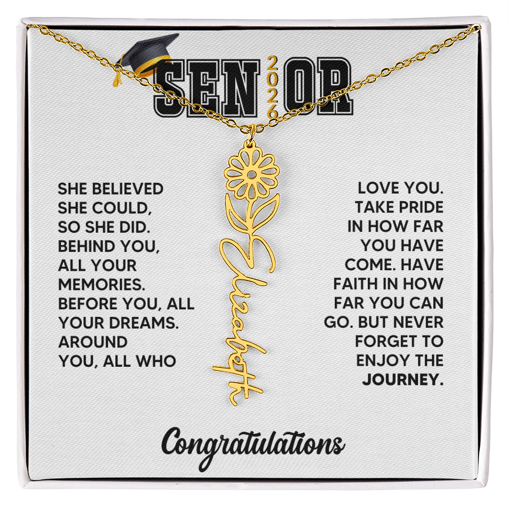Class of 2026 Graduation Birthflower Necklace Gift