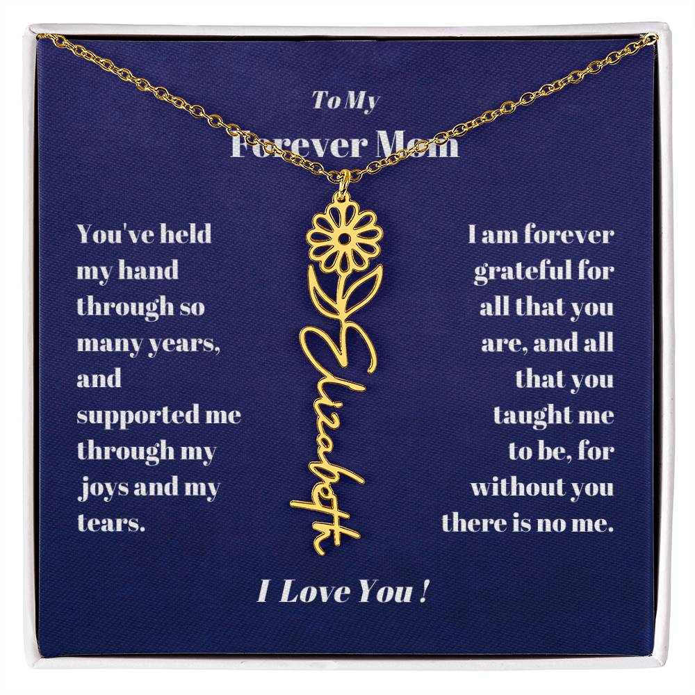 To My Forever Mom  Personalized Birth Flower Name Necklace Gift for Stepmom Foster Mother-[Heartfelt Family Gift]
