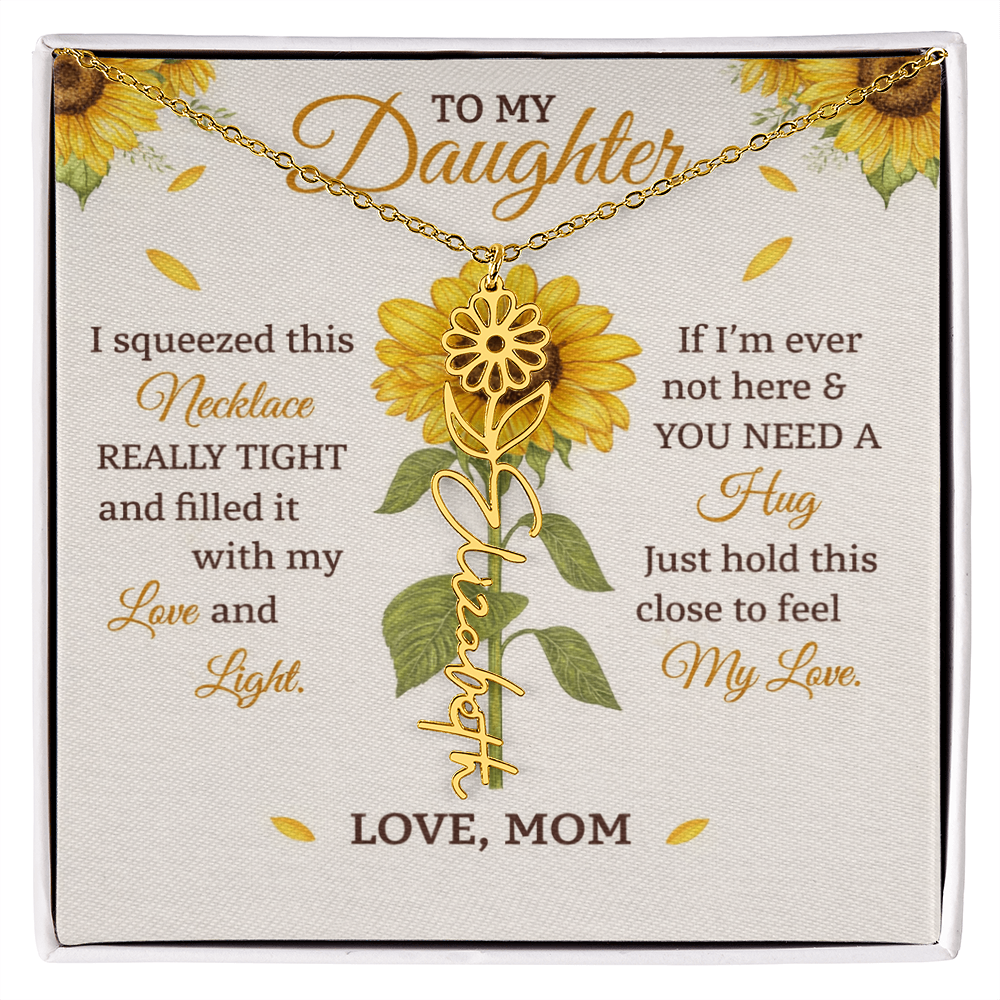 Personalized Sunflower Daughter Birth flower Name Birthday Necklace Gift