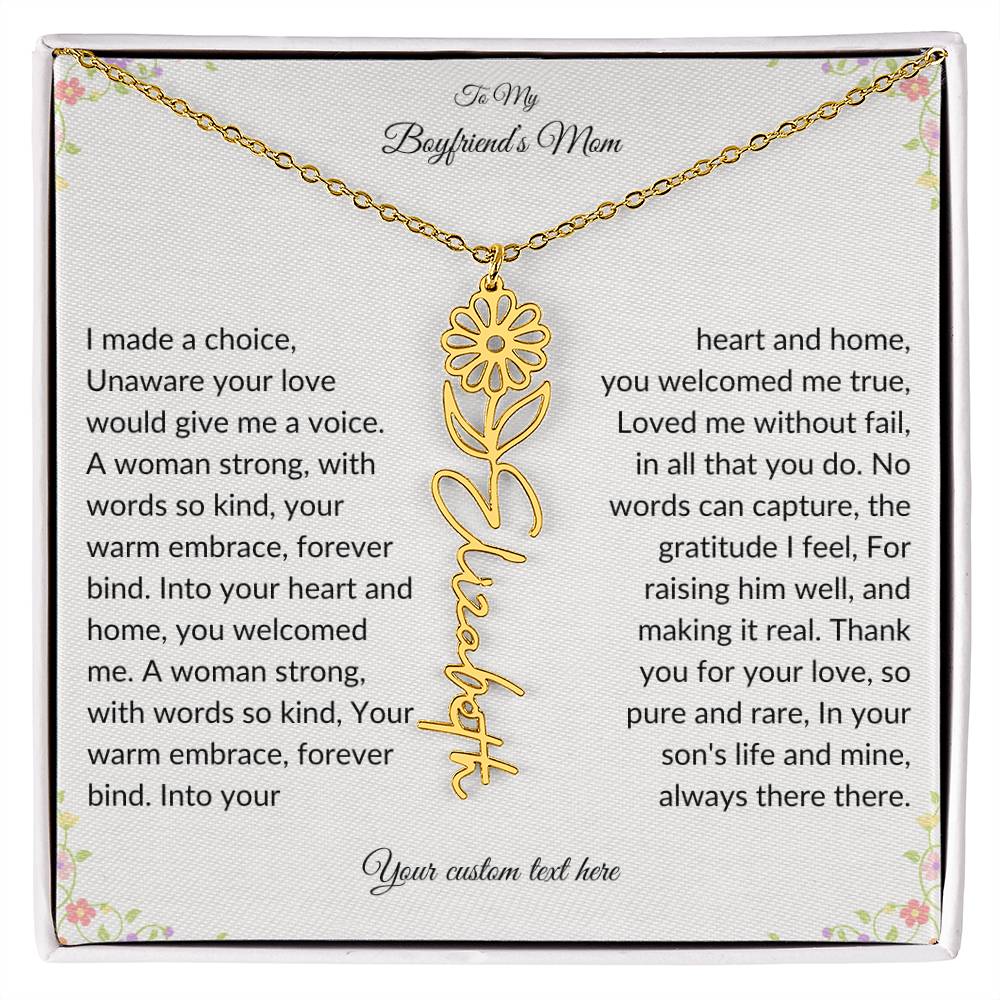 To My Boyfriends Mom Birth flower Name Necklace-[Heartfelt Family Gift]